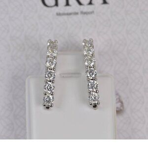 GRA Certified All Moissanite Huggies Hoop Earrings 925 Sterling
